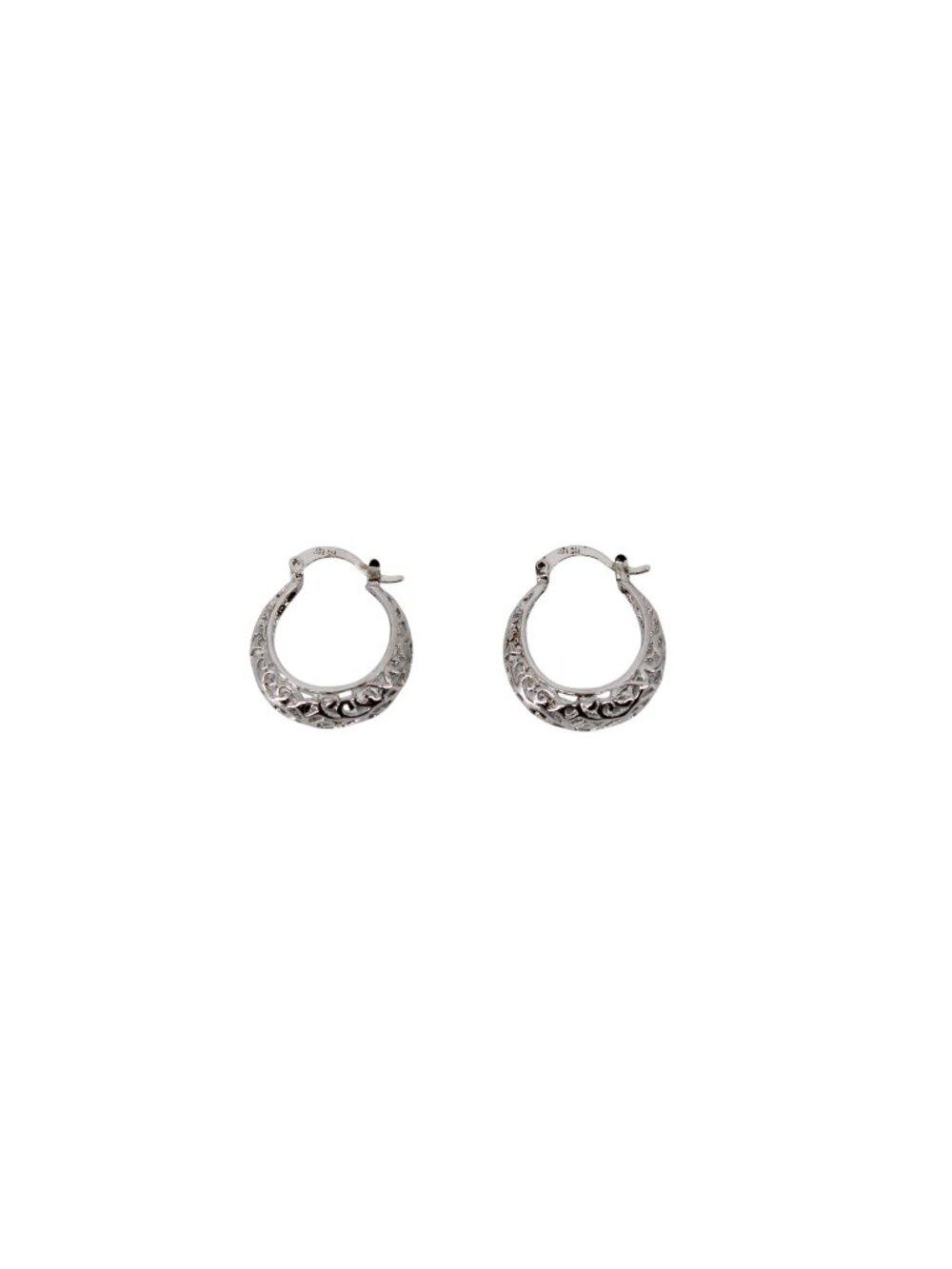 ATI CN Silertone Filigree Hoops Silver Tone UNUSED 94663